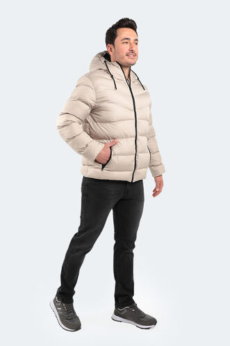 Slazenger NOVEX Erkek Kapüşonlu Şişme Taş Gri Mont & Kaban - Thumbnail