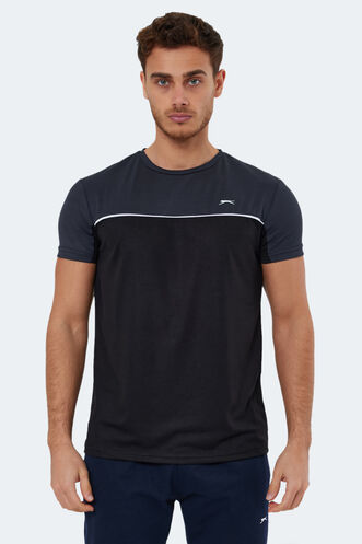 Slazenger - Slazenger OBSERVE Erkek Siyah / Koyu Gri Tişört