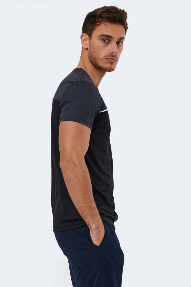 Slazenger OBSERVE Erkek Siyah / Koyu Gri Tişört