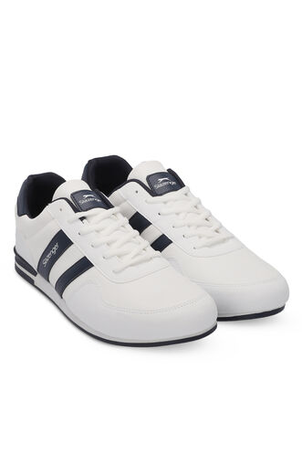 Slazenger OMEGA Plus Size Erkek Sneaker Ayakkabıları Beyaz - Lacivert - Thumbnail