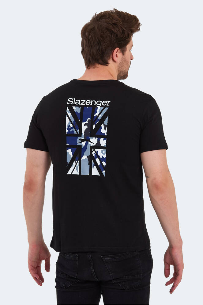 Slazenger PACET Erkek Baskılı Siyah Tişört