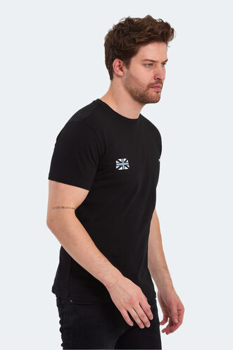Slazenger PACET Erkek Baskılı Siyah Tişört - Thumbnail