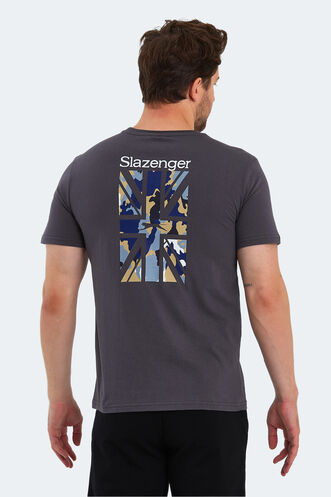 Slazenger PACET Erkek Baskılı Koyu Gri Tişört - Thumbnail