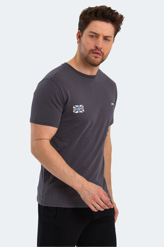 Slazenger PACET Erkek Baskılı Koyu Gri Tişört - Thumbnail