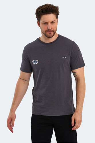 Slazenger PACET Erkek Baskılı Koyu Gri Tişört - Thumbnail