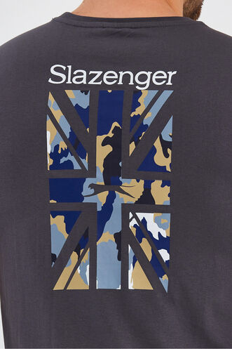 Slazenger PACET Erkek Baskılı Koyu Gri Tişört - Thumbnail