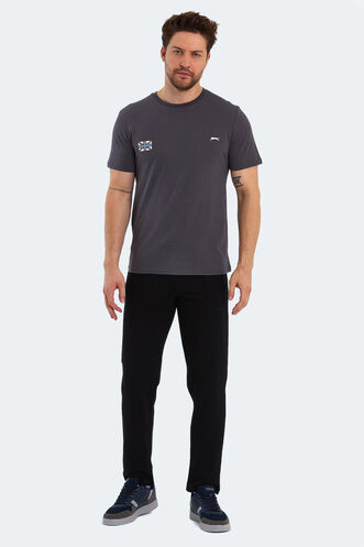 Slazenger PACET Erkek Baskılı Koyu Gri Tişört - Thumbnail