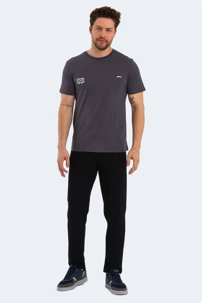 Slazenger PACET Erkek Baskılı Koyu Gri Tişört