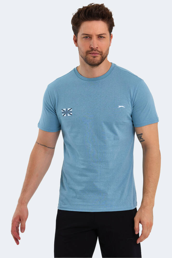 Slazenger PACET Erkek Baskılı Mavi Tişört