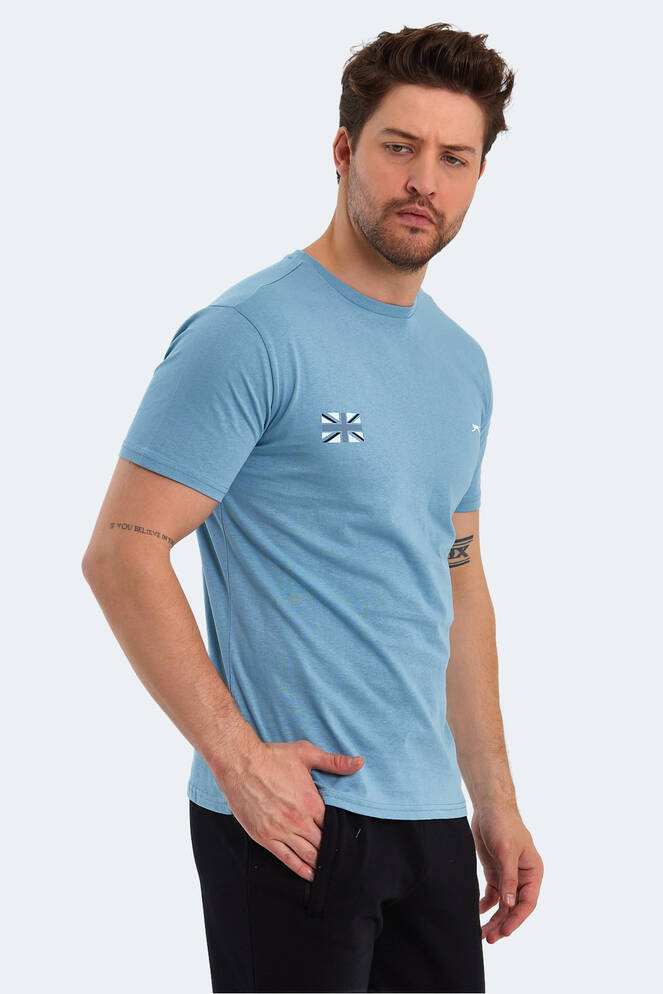 Slazenger PACET Erkek Baskılı Mavi Tişört