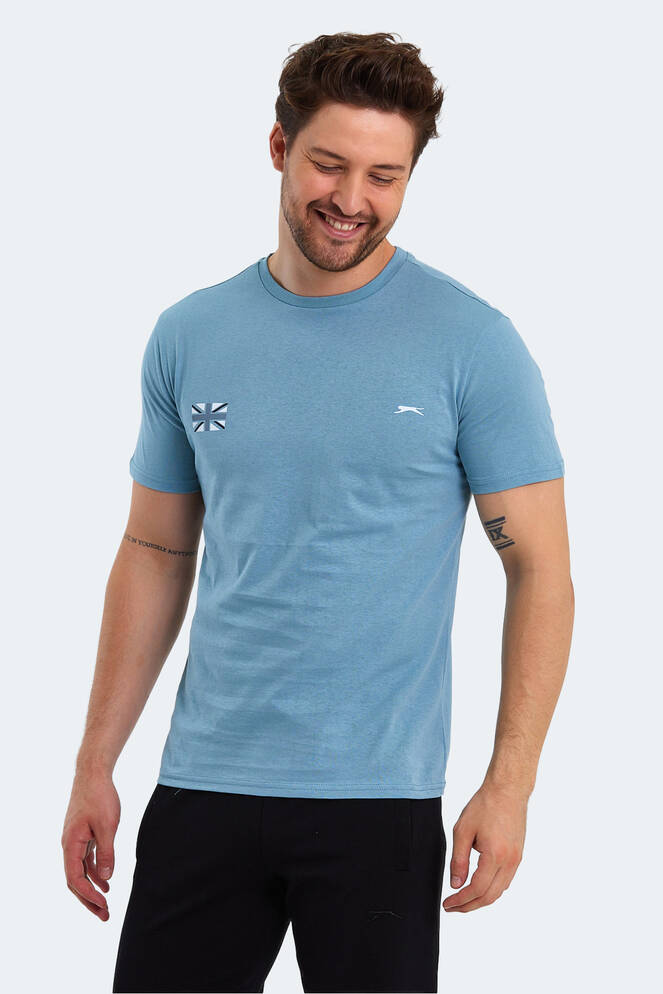 Slazenger PACET Erkek Baskılı Mavi Tişört