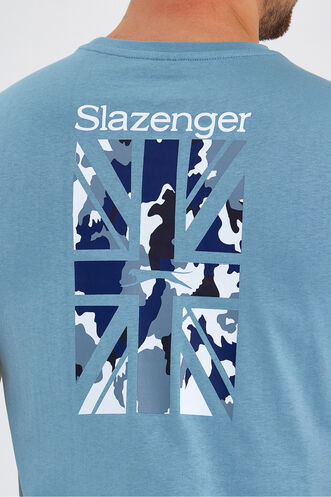 Slazenger PACET Erkek Baskılı Mavi Tişört - Thumbnail