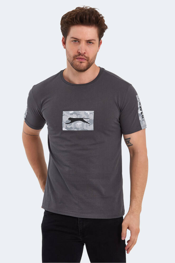 Slazenger PADERAU IN Erkek Baskılı Koyu Gri Tişört