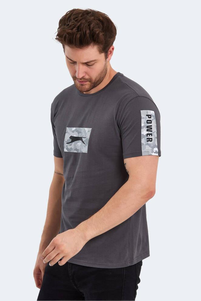 Slazenger PADERAU IN Erkek Baskılı Koyu Gri Tişört