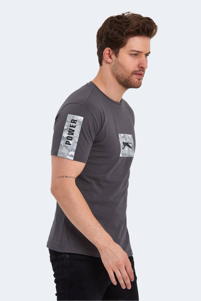 Slazenger PADERAU IN Erkek Baskılı Koyu Gri Tişört