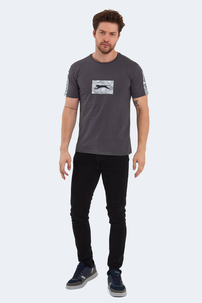 Slazenger PADERAU IN Erkek Baskılı Koyu Gri Tişört
