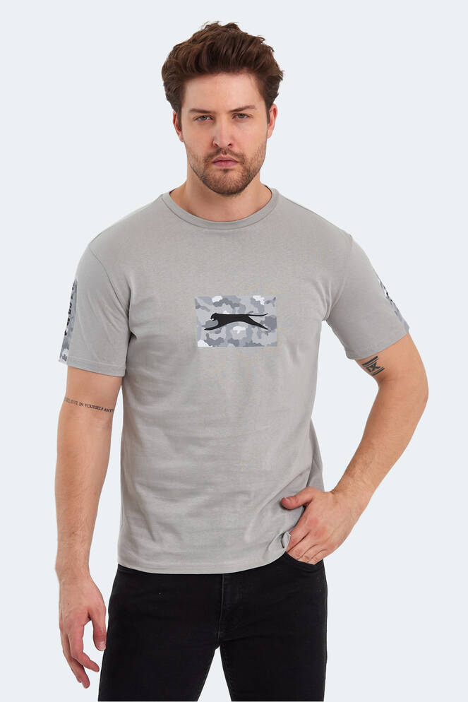 Slazenger PADERAU IN Erkek Baskılı Taş Gri Tişört