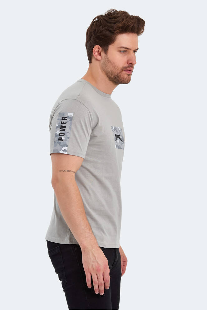 Slazenger PADERAU IN Erkek Baskılı Taş Gri Tişört