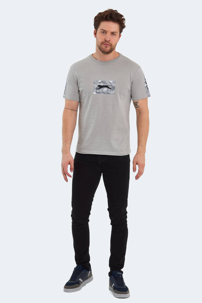 Slazenger PADERAU IN Erkek Baskılı Taş Gri Tişört