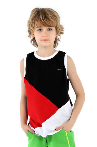 Slazenger - Slazenger PANKAJA Erkek Çocuk Kolsuz T-Shirt Siyah - Beyaz