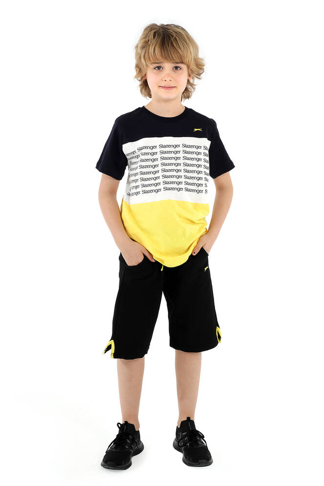 Slazenger PARS Erkek Çocuk Kısa Kollu T-Shirt Beyaz - Lacivert