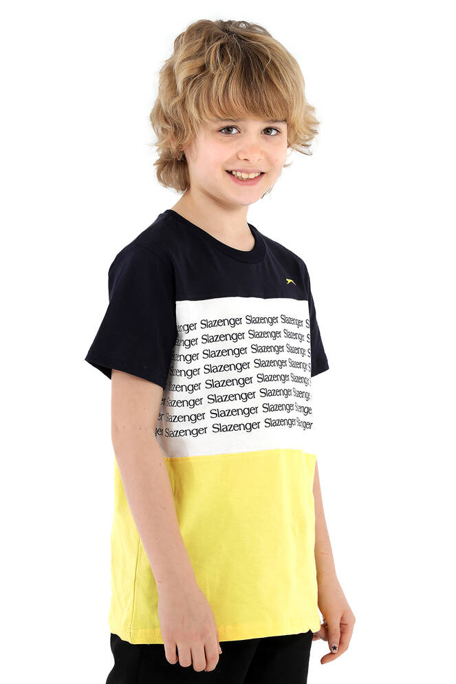Slazenger PARS Erkek Çocuk Kısa Kollu T-Shirt Beyaz - Lacivert