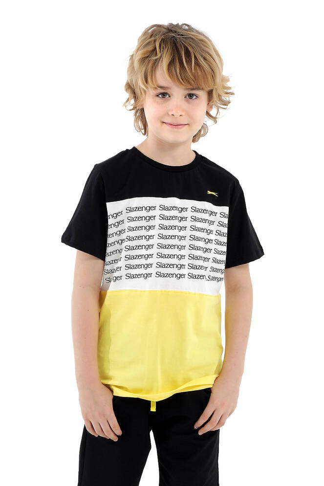 Slazenger PARS Erkek Çocuk Kısa Kollu T-Shirt Siyah - Sarı