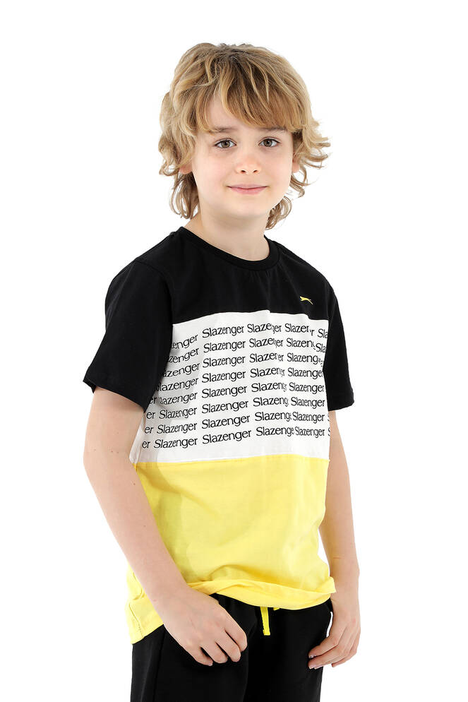 Slazenger PARS Erkek Çocuk Kısa Kollu T-Shirt Siyah - Sarı