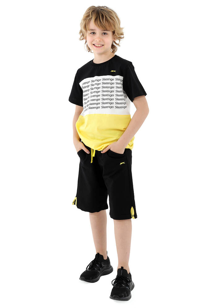 Slazenger PARS Erkek Çocuk Kısa Kollu T-Shirt Siyah - Sarı
