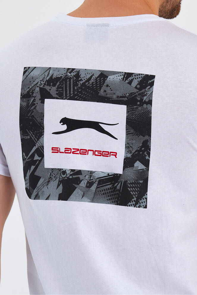 Slazenger PATSY IN Erkek Baskılı Beyaz Tişört
