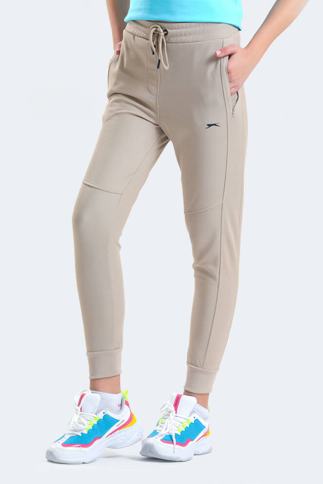 Slazenger PENELOPE IN Kadın Fermuar Cepli Slim Fit Bej Eşofman Altı