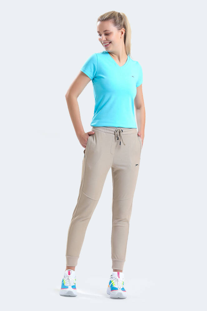 Slazenger PENELOPE IN Kadın Fermuar Cepli Slim Fit Bej Eşofman Altı
