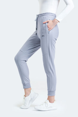 Slazenger PENELOPE IN Kadın Fermuar Cepli Slim Fit Gri Eşofman Altı - Thumbnail