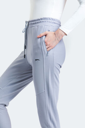 Slazenger PENELOPE IN Kadın Fermuar Cepli Slim Fit Gri Eşofman Altı - Thumbnail