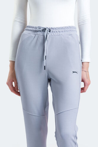 Slazenger PENELOPE IN Kadın Fermuar Cepli Slim Fit Gri Eşofman Altı - Thumbnail