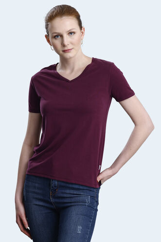 Slazenger PERICAS Women's T-shirt Burgundy - Thumbnail