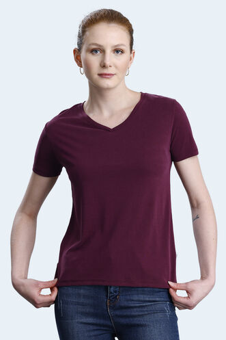 Slazenger PERICAS Women's T-shirt Burgundy - Thumbnail
