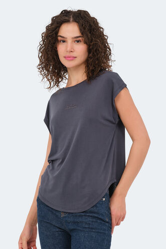 Slazenger POLINA Kadın Kısa Kollu T-Shirt Koyu Gri - Thumbnail