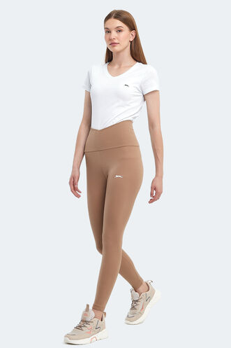 Slazenger PRANAV Women's Fitness Tights Light Brown - Thumbnail