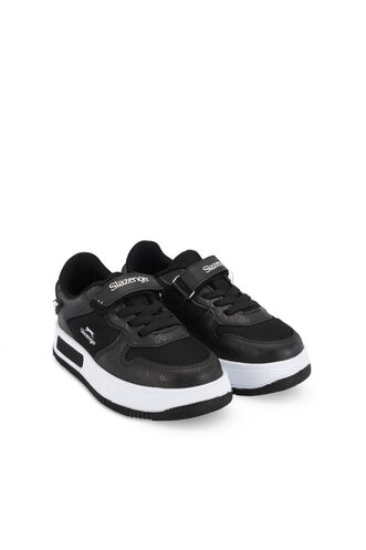 Slazenger PREAT Unisex Kids' Sneaker Shoes Black - White - Thumbnail