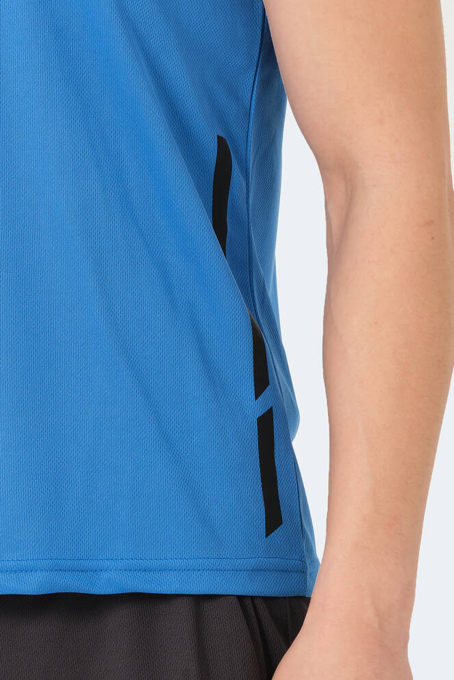 Slazenger RAIS Erkek Kolsuz Saks Mavi Tişört