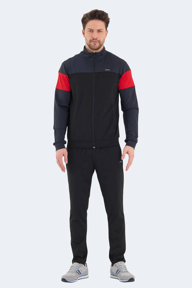 Slazenger RANSU Erkek Fermuarlı Dik Yaka Cepli Koyu Gri Eşofman Takımı
