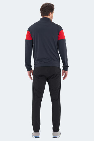 Slazenger RANSU Erkek Fermuarlı Dik Yaka Cepli Koyu Gri Eşofman Takımı - Thumbnail
