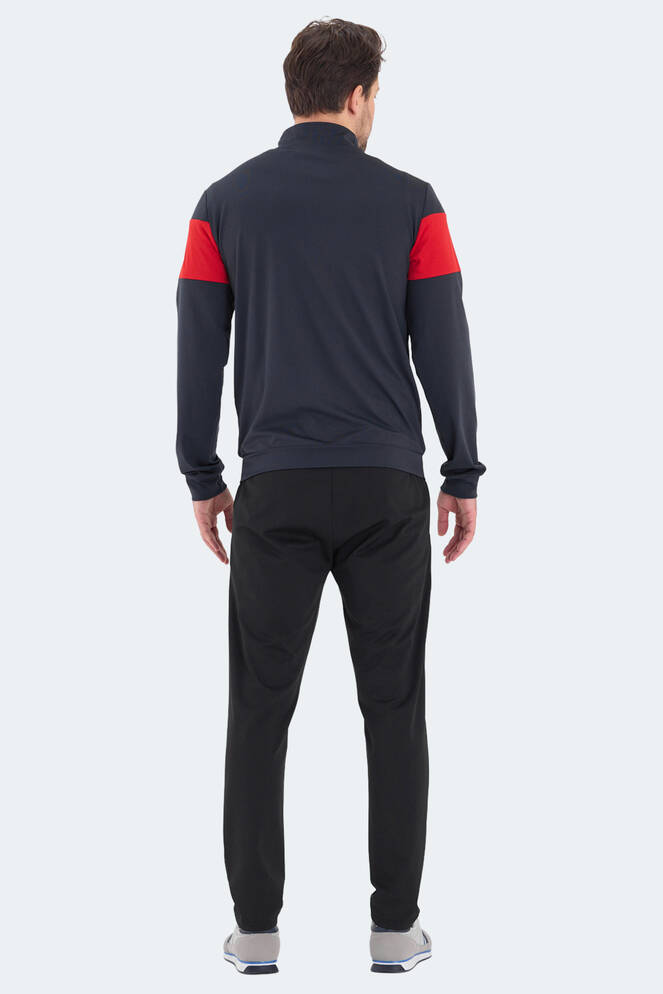 Slazenger RANSU Erkek Fermuarlı Dik Yaka Cepli Koyu Gri Eşofman Takımı