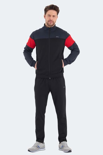 Slazenger RANSU Erkek Fermuarlı Dik Yaka Cepli Koyu Gri Eşofman Takımı - Thumbnail
