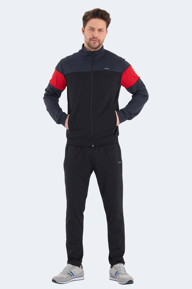 Slazenger RANSU Erkek Fermuarlı Dik Yaka Cepli Koyu Gri Eşofman Takımı