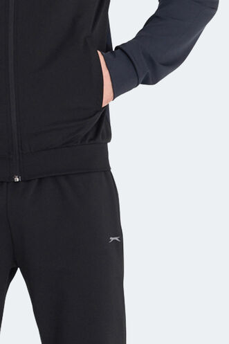Slazenger RANSU Erkek Fermuarlı Dik Yaka Cepli Koyu Gri Eşofman Takımı - Thumbnail