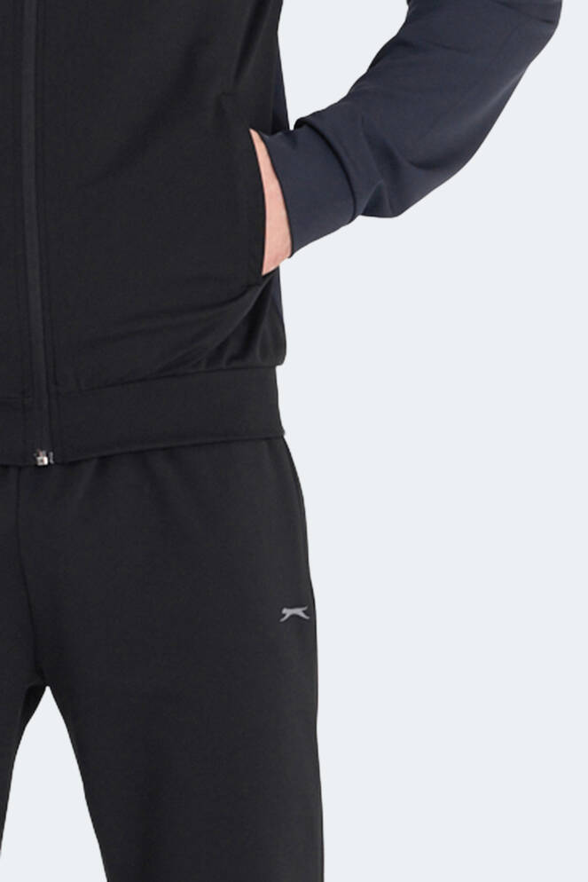 Slazenger RANSU Erkek Fermuarlı Dik Yaka Cepli Koyu Gri Eşofman Takımı
