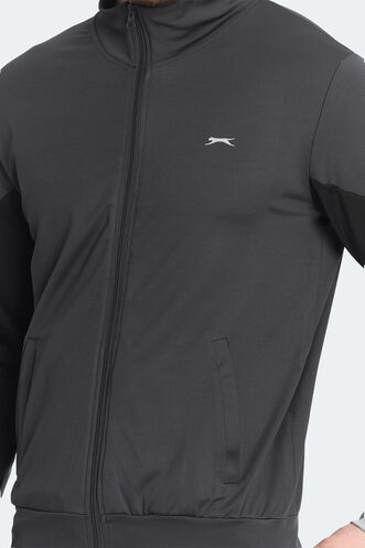 Slazenger RAPID Erkek Fermuarlı Dik Yaka Cepli Koyu Gri Eşofman Takımı - Thumbnail