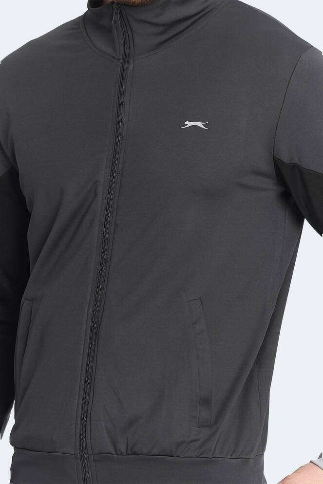 Slazenger RAPID Erkek Fermuarlı Dik Yaka Cepli Koyu Gri Eşofman Takımı
